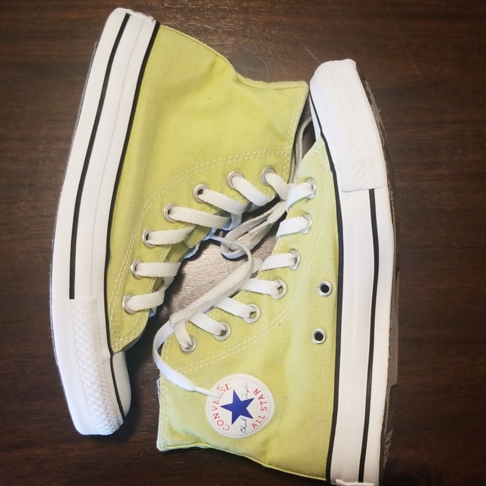 Lime green high top converse
